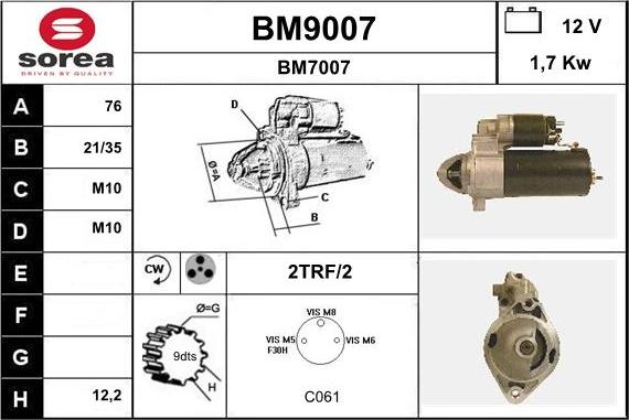 SNRA BM9007 - Стартер autodnr.net