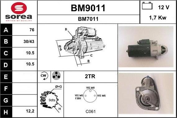 SNRA BM9011 - Стартер avtokuzovplus.com.ua