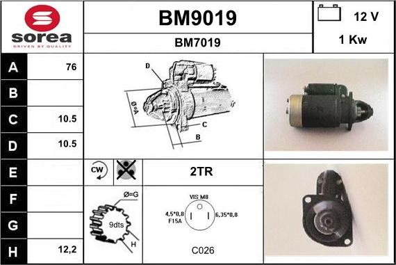 SNRA BM9019 - Стартер autodnr.net