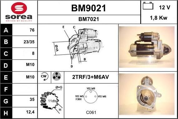 SNRA BM9021 - Стартер avtokuzovplus.com.ua