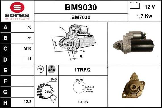 SNRA BM9030 - Стартер autocars.com.ua