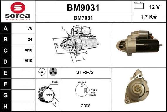 SNRA BM9031 - Стартер avtokuzovplus.com.ua