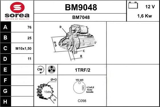 SNRA BM9048 - Стартер autocars.com.ua