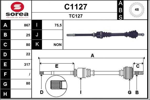 SNRA C1127 - Приводной вал avtokuzovplus.com.ua