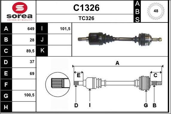 SNRA C1326 - Приводний вал autocars.com.ua