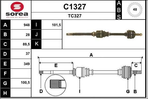 SNRA C1327 - Приводной вал avtokuzovplus.com.ua