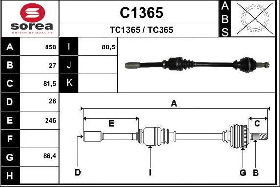 SNRA C1365 - Приводной вал autodnr.net