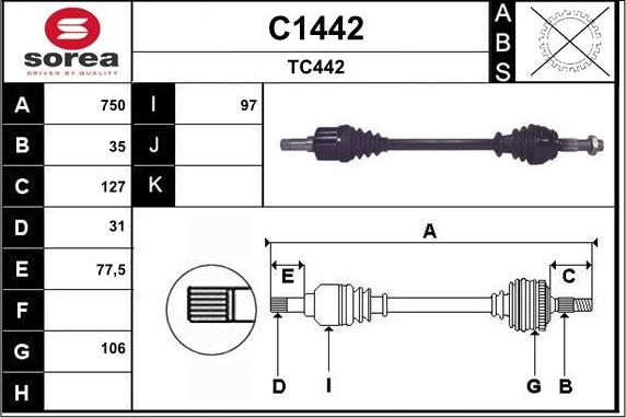 SNRA C1442 - Приводной вал autodnr.net