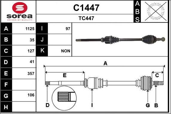 SNRA C1447 - Приводний вал autocars.com.ua
