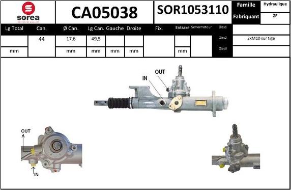 SNRA CA05038 - Рульовий механізм, рейка autocars.com.ua