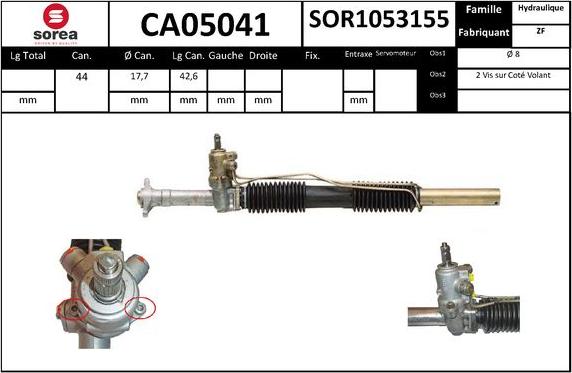 SNRA CA05041 - Рульовий механізм, рейка autocars.com.ua