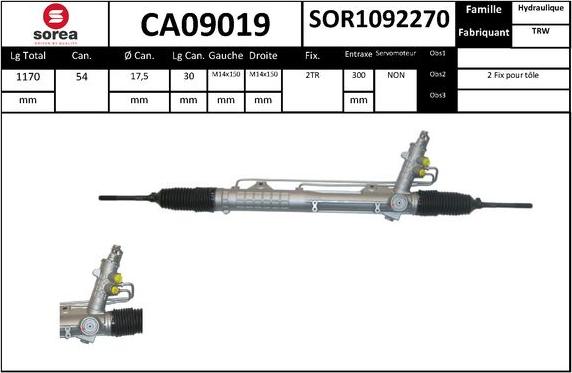 SNRA CA09019 - Рульовий механізм, рейка autocars.com.ua