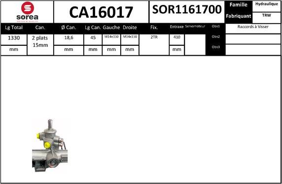 SNRA CA16017 - Рульовий механізм, рейка autocars.com.ua