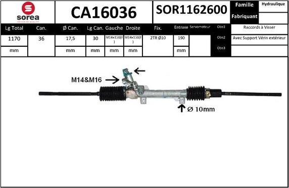 SNRA CA16036 - Рулевой механизм, рейка avtokuzovplus.com.ua