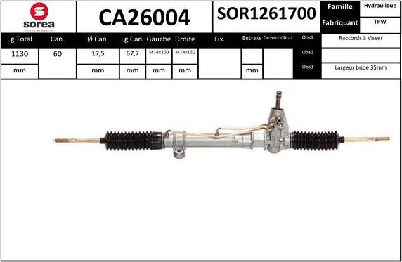 SNRA CA26004 - Рульовий механізм, рейка autocars.com.ua