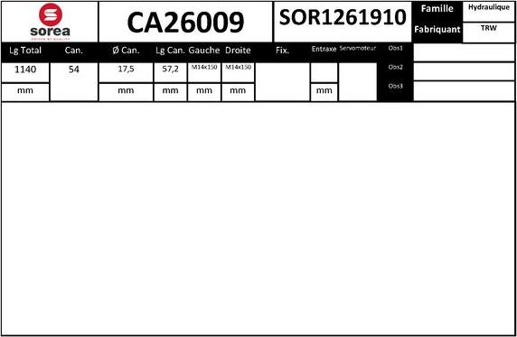 SNRA CA26009 - Рульовий механізм, рейка autocars.com.ua