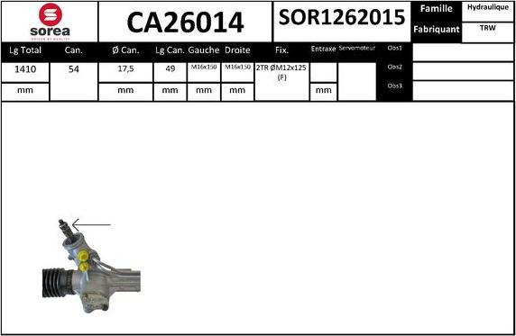 SNRA CA26014 - Рульовий механізм, рейка autocars.com.ua