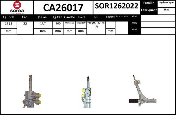 SNRA CA26017 - Рулевой механизм, рейка autodnr.net