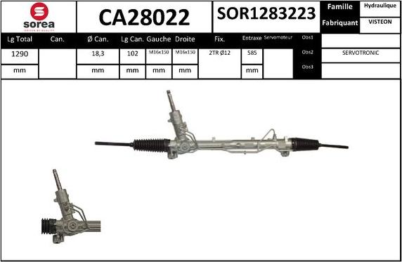 SNRA CA28022 - Рульовий механізм, рейка autocars.com.ua