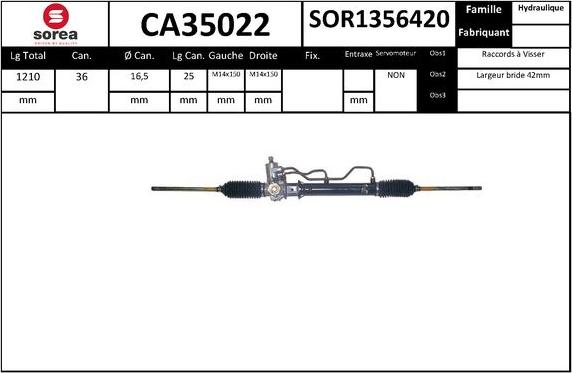 SNRA CA35022 - Рульовий механізм, рейка autocars.com.ua