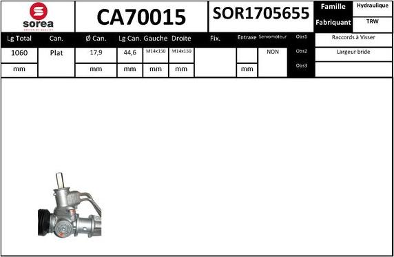 SNRA CA70015 - Рульовий механізм, рейка autocars.com.ua