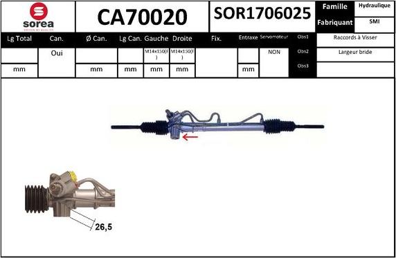 SNRA CA70020 - Рульовий механізм, рейка autocars.com.ua