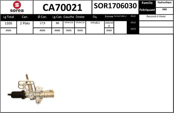 SNRA CA70021 - Рульовий механізм, рейка autocars.com.ua