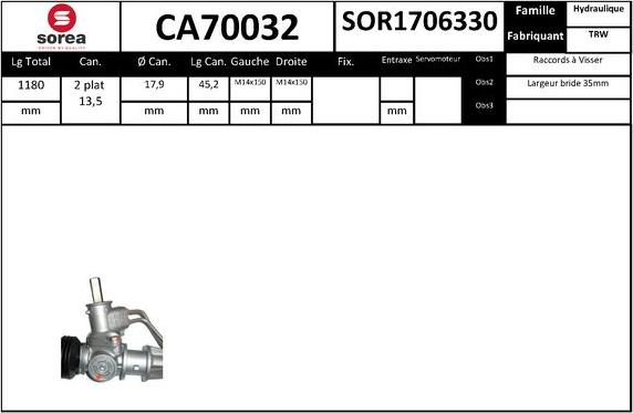 SNRA CA70032 - Рульовий механізм, рейка autocars.com.ua