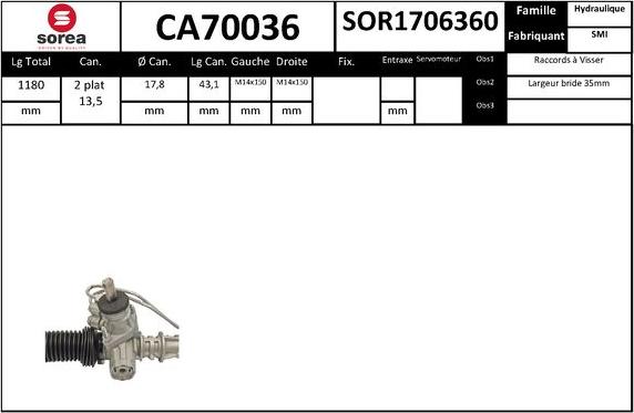 SNRA CA70036 - Рульовий механізм, рейка autocars.com.ua