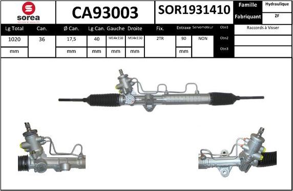 SNRA CA93003 - Рульовий механізм, рейка autocars.com.ua