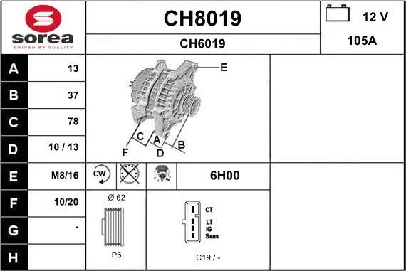 SNRA CH8019 - Генератор autocars.com.ua