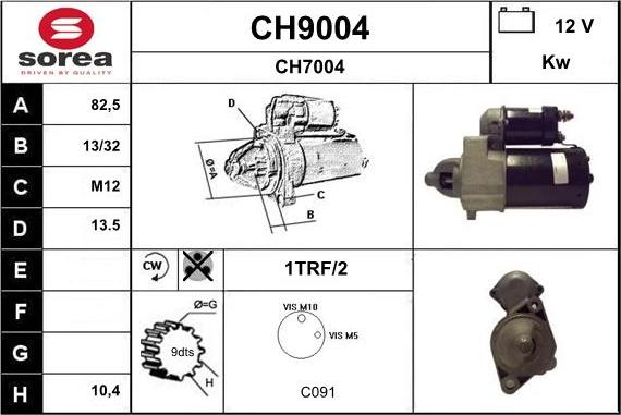 SNRA CH9004 - Стартер autocars.com.ua