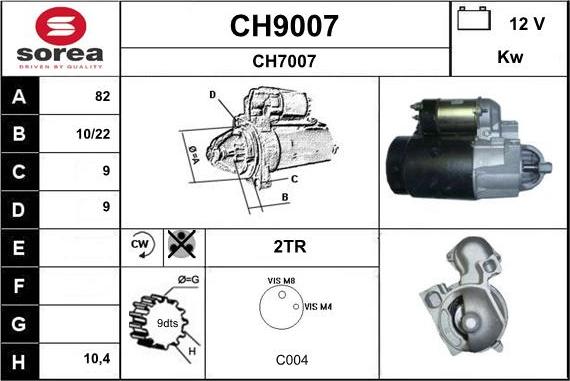 SNRA CH9007 - Стартер autocars.com.ua