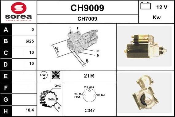 SNRA CH9009 - Стартер autocars.com.ua