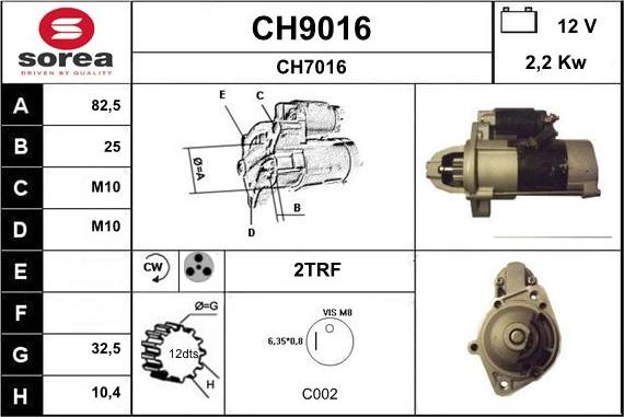 SNRA CH9016 - Стартер autocars.com.ua