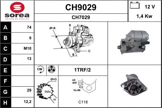 SNRA CH9029 - Стартер autocars.com.ua