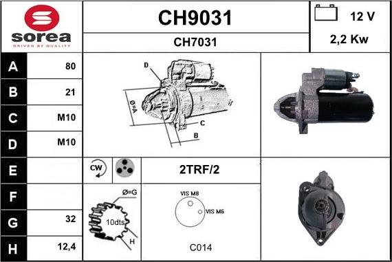 SNRA CH9031 - Стартер autocars.com.ua