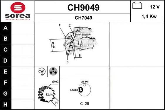 SNRA CH9049 - Стартер autocars.com.ua