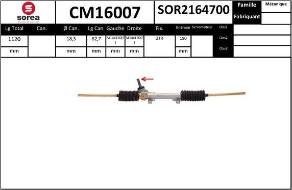 SNRA CM16007 - Рульовий механізм, рейка autocars.com.ua