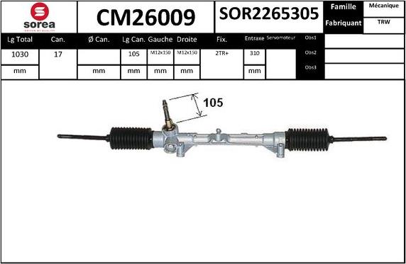 SNRA CM26009 - Рульовий механізм, рейка autocars.com.ua