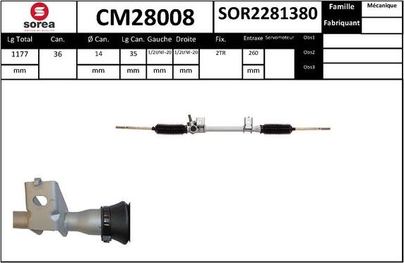 SNRA CM28008 - Рульовий механізм, рейка autocars.com.ua