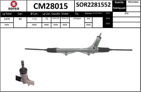 SNRA CM28015 - Рульовий механізм, рейка autocars.com.ua