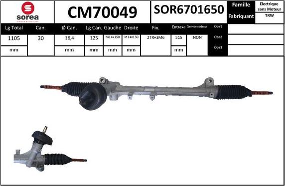 SNRA CM70049 - Рульовий механізм, рейка autocars.com.ua