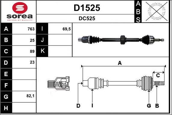 SNRA D1525 - Приводний вал autocars.com.ua