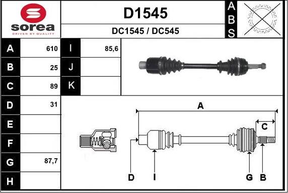 SNRA D1545 - Приводний вал autocars.com.ua