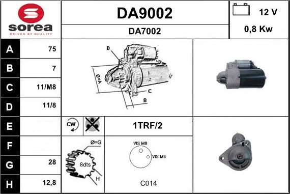 SNRA DA9002 - Стартер avtokuzovplus.com.ua