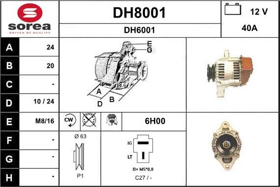 SNRA DH8001 - Генератор autocars.com.ua