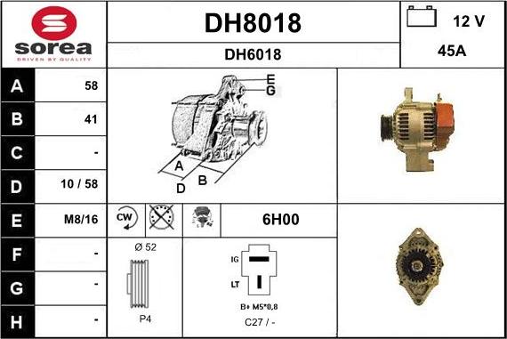 SNRA DH8018 - Генератор autocars.com.ua