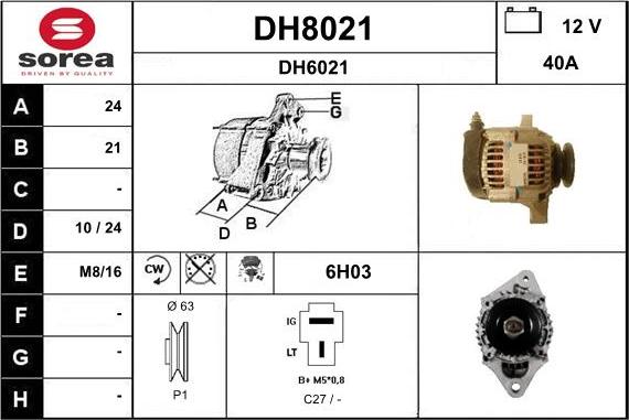SNRA DH8021 - Генератор autocars.com.ua