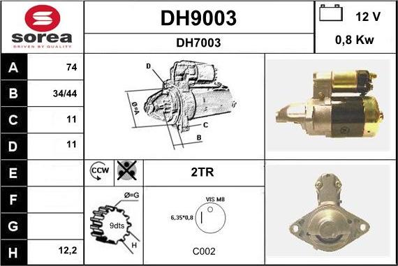 SNRA DH9003 - Стартер autocars.com.ua